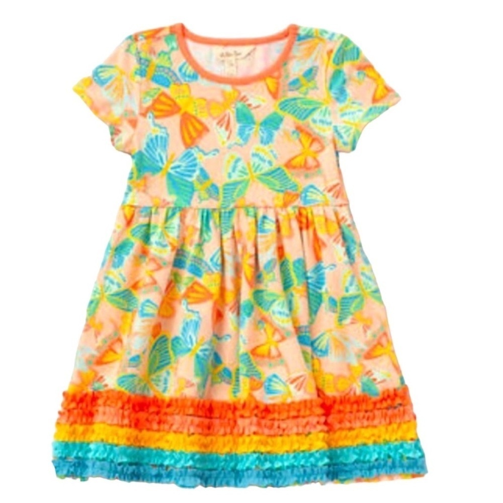 NWT Matilda Jane Dress Short Sleeve Girls Size 2 Butterflies Pockets Stretchy